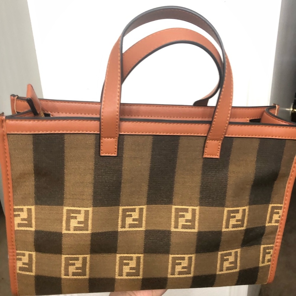 Brown FF canvas tote bag